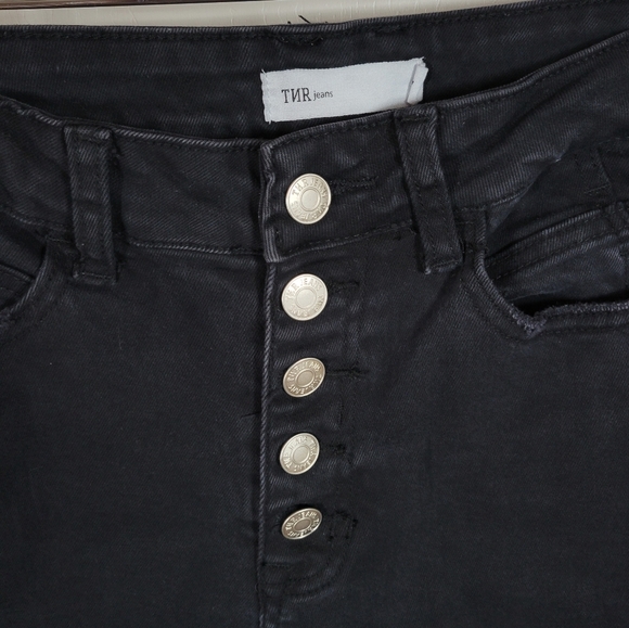 TNR Black Wide Leg High Rise Crop Jeans Size 27 Tencel Cotton Blend - Picture 4 of 9